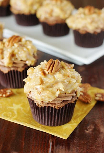 German Chocolate Cupcakes from The Kitchen is My Playground